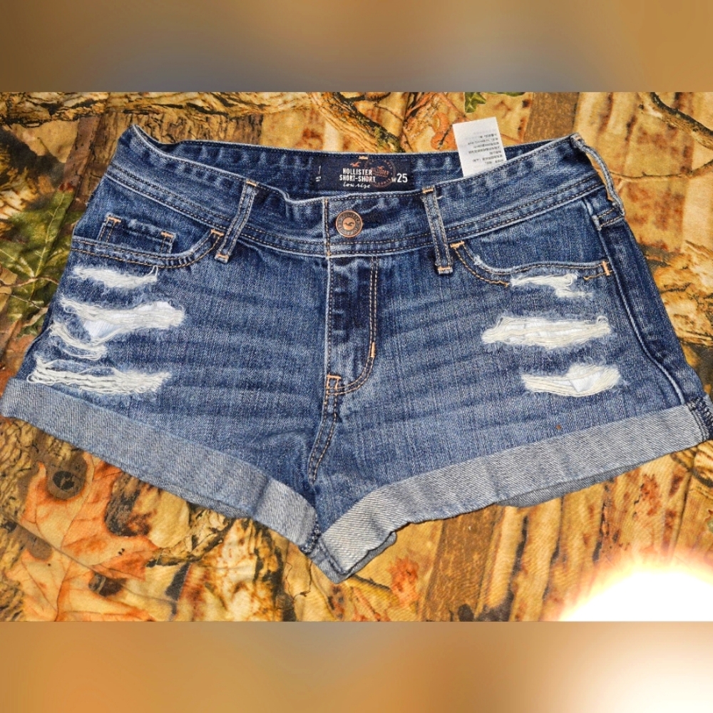 Hollister Blue Distressed Jean Shorts